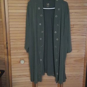 Belle by Kim Gravel Grommet Trim Knit Cardigan 3x